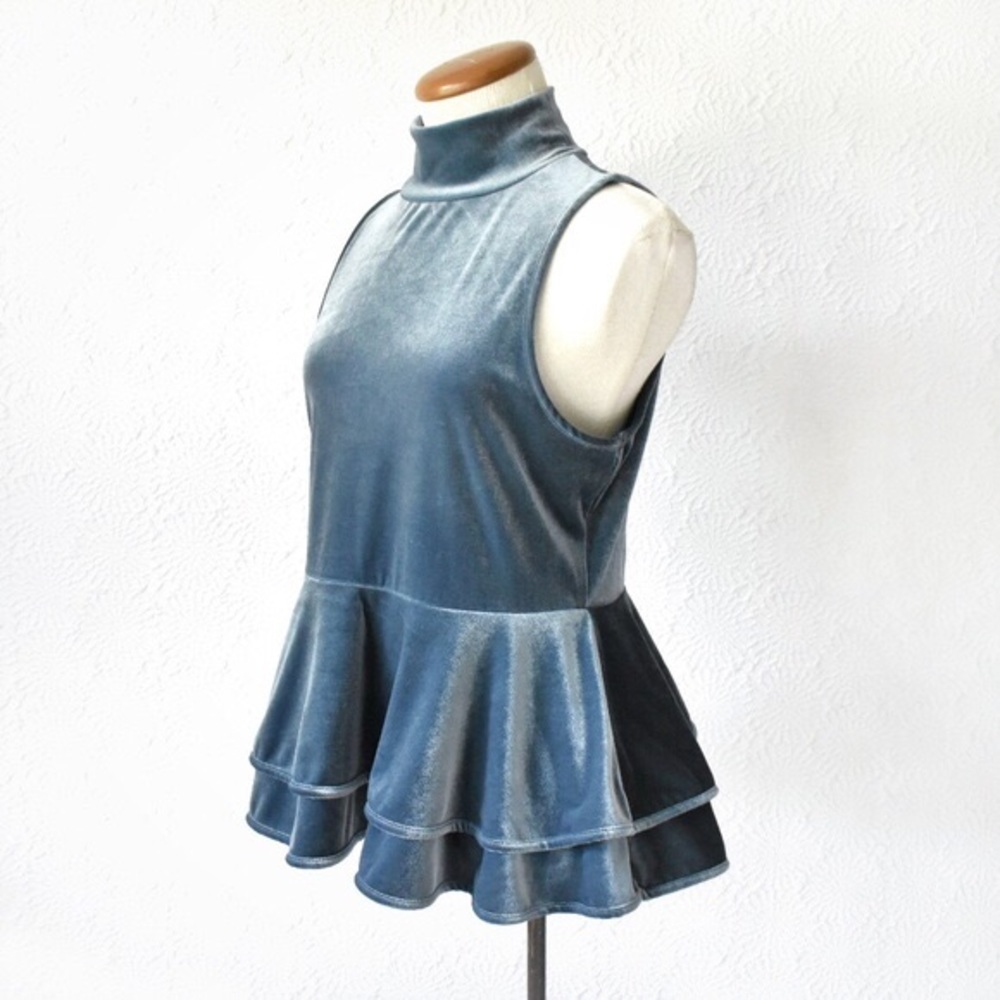 Torn By Ronny Kobo ‘Ricki’ Velvet Peplum Sleeveless Top
